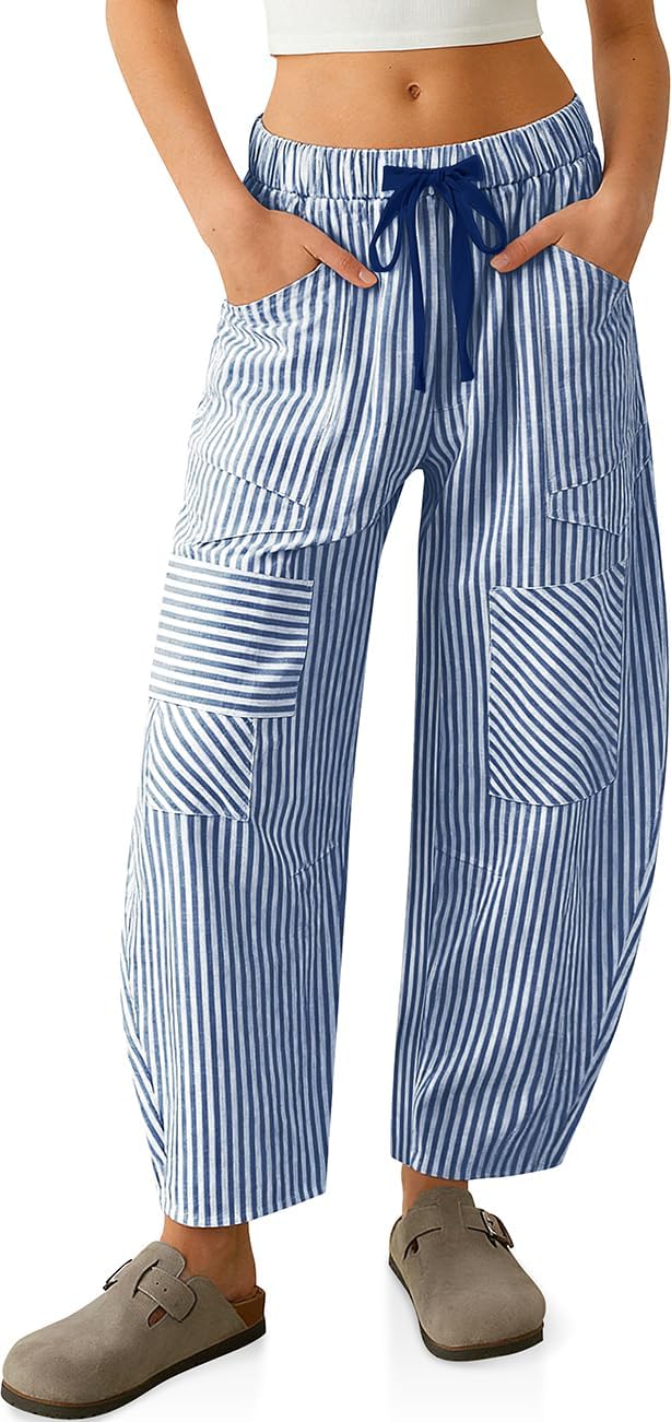 Detalle de TARSE Women's Striped Pants, Linen Blend