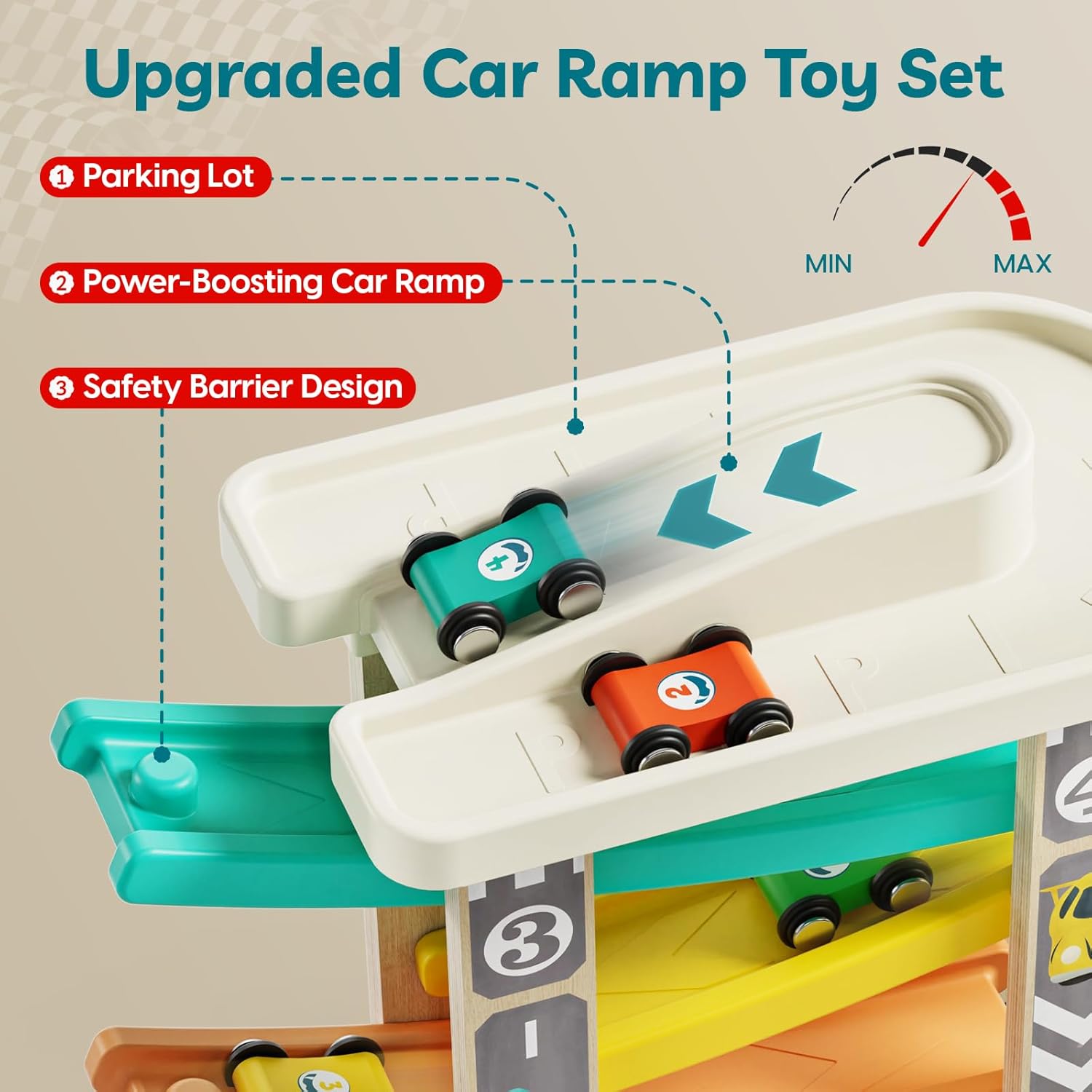 Detalle de TOP BRIGHT Car Ramp Toys with 4 Cars