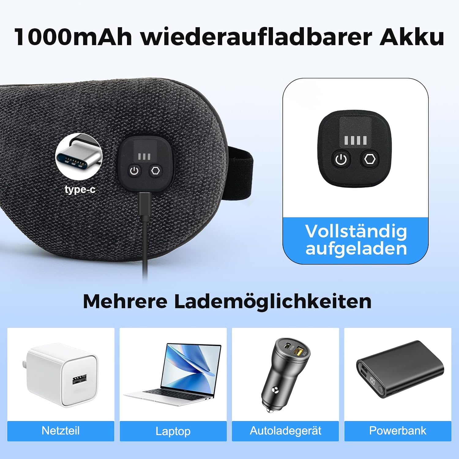 Thumbnail 5 de Telepepe Augenmaske Wärmend – kabellose Wärmebrille mit 1000 mAh Akku (Schwarz)