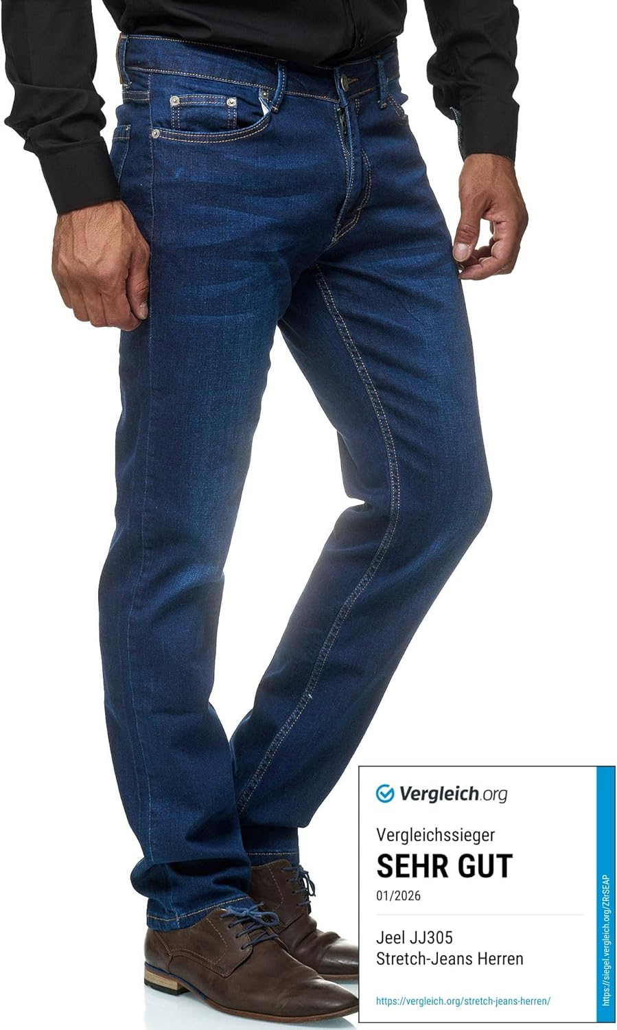 Thumbnail 1 de JEEL Herren-Jeans Regular-Fit Straight-Cut mit Stretch – Basic Washed