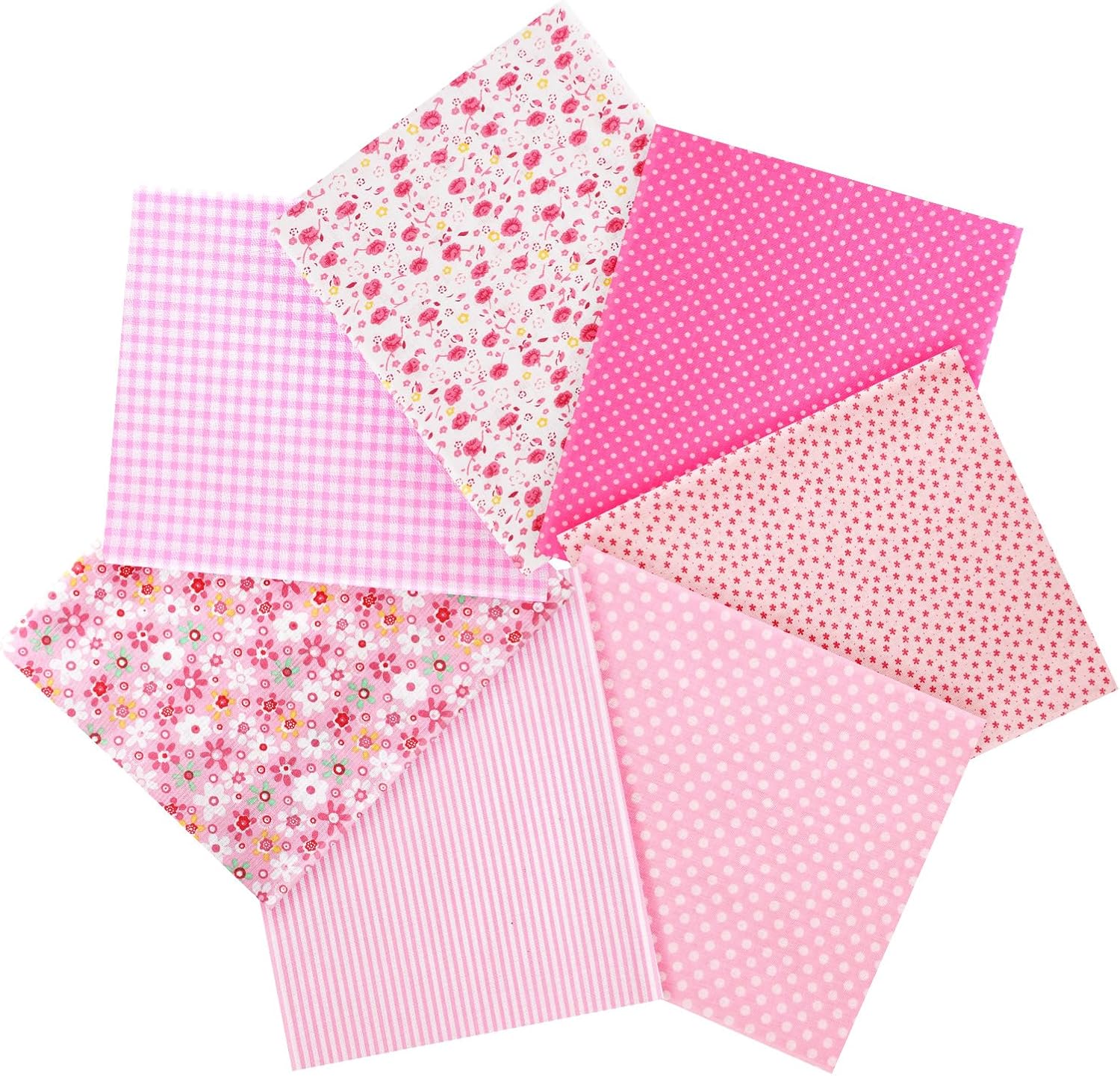 Thumbnail 6 de AOOSA 7pc Fabric Bundles – 20" x 20" Cotton Quilting Fabric Squares (Pink floral prints)