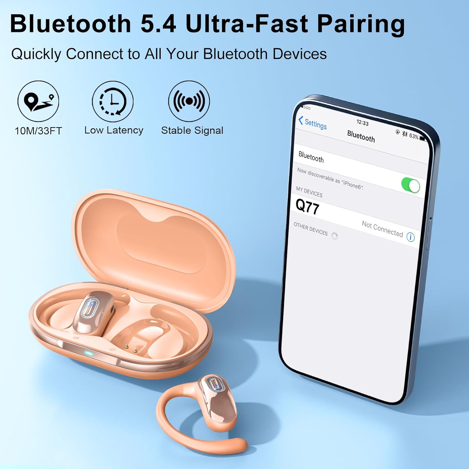 Thumbnail 2 de Qecnato Open Ear Headphones: Wireless Open-Ear Earbuds with Hooks for Running