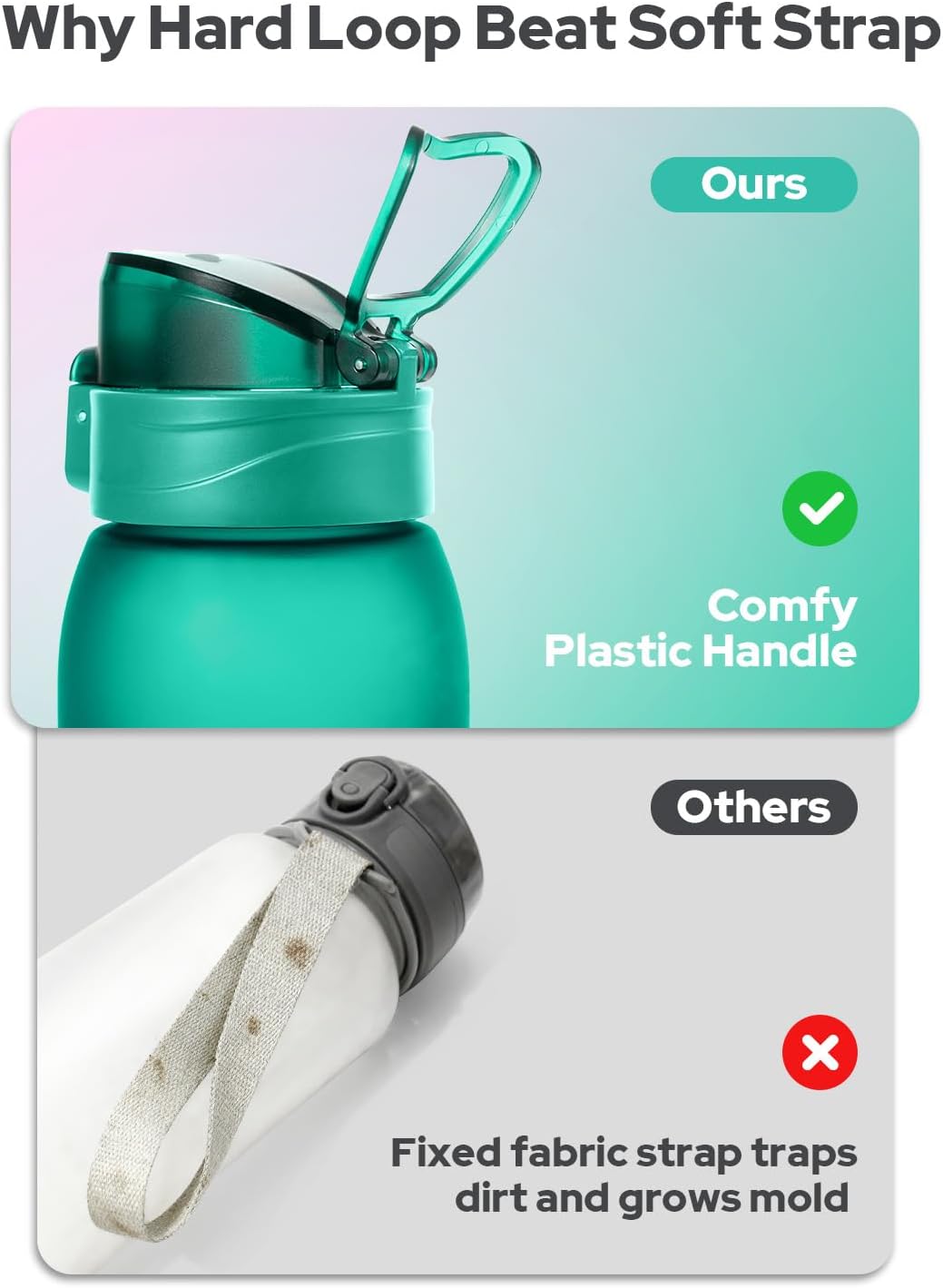 Detalle de Opard Zip 1000ml BPA-free Tritan water bottle with leakproof flip-top lid