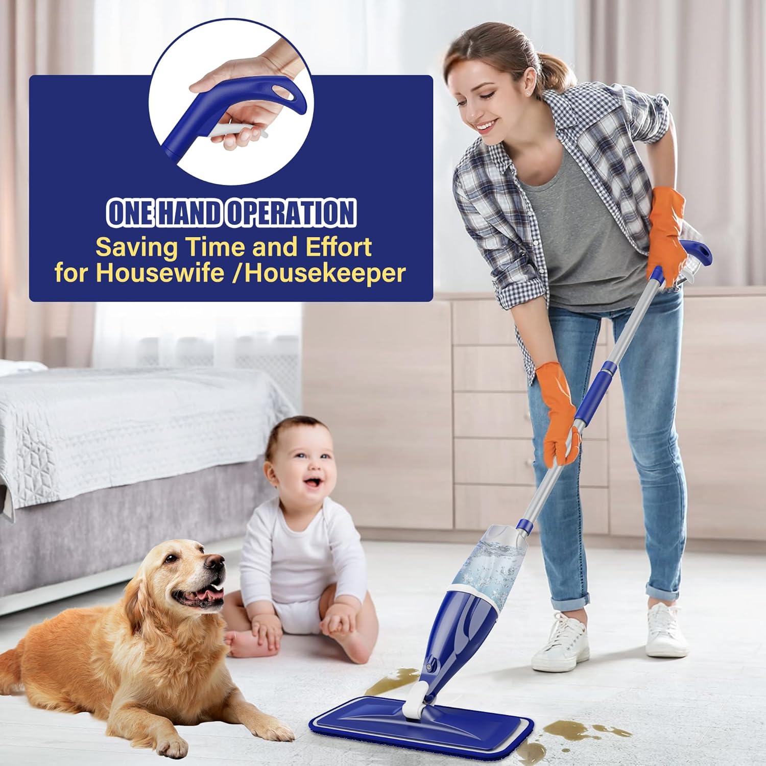 Thumbnail 1 de EXEGO Microfiber Spray Mop for Floors Cleaning with 3 Reusable Pads and Sprayer