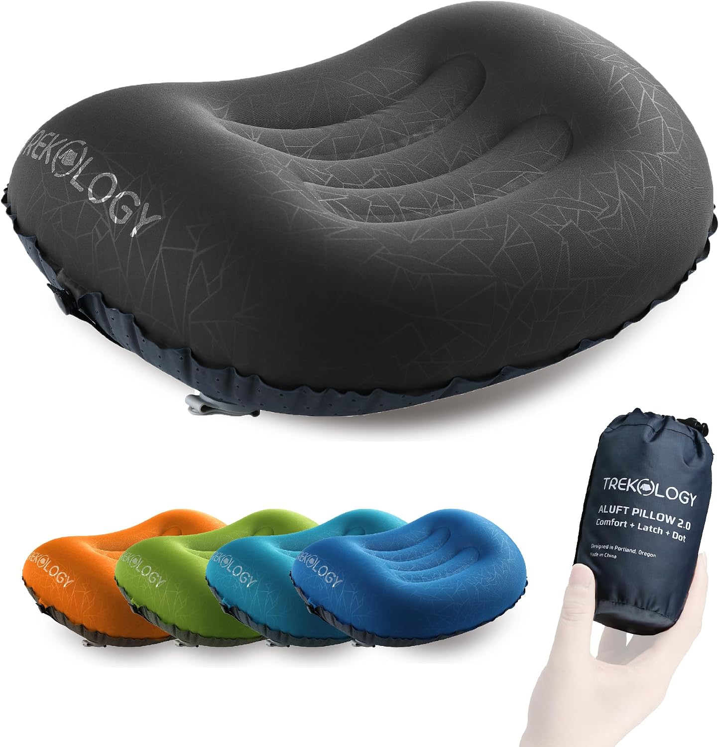 TREKOLOGY ALUFT 2.0 aufblasbares Kopfkissen für Camping & Backpacking (ultraleicht, ca. 110 g)
