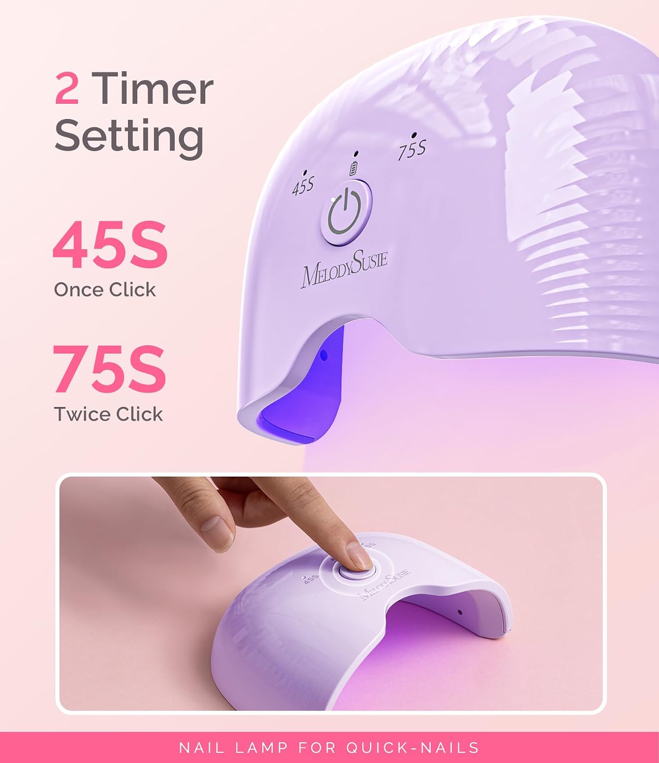 Detalle de MelodySusie ART06G Mini UV-Lampe für Gelnägel (6 W, wiederaufladbar) – kompakt mit Timer