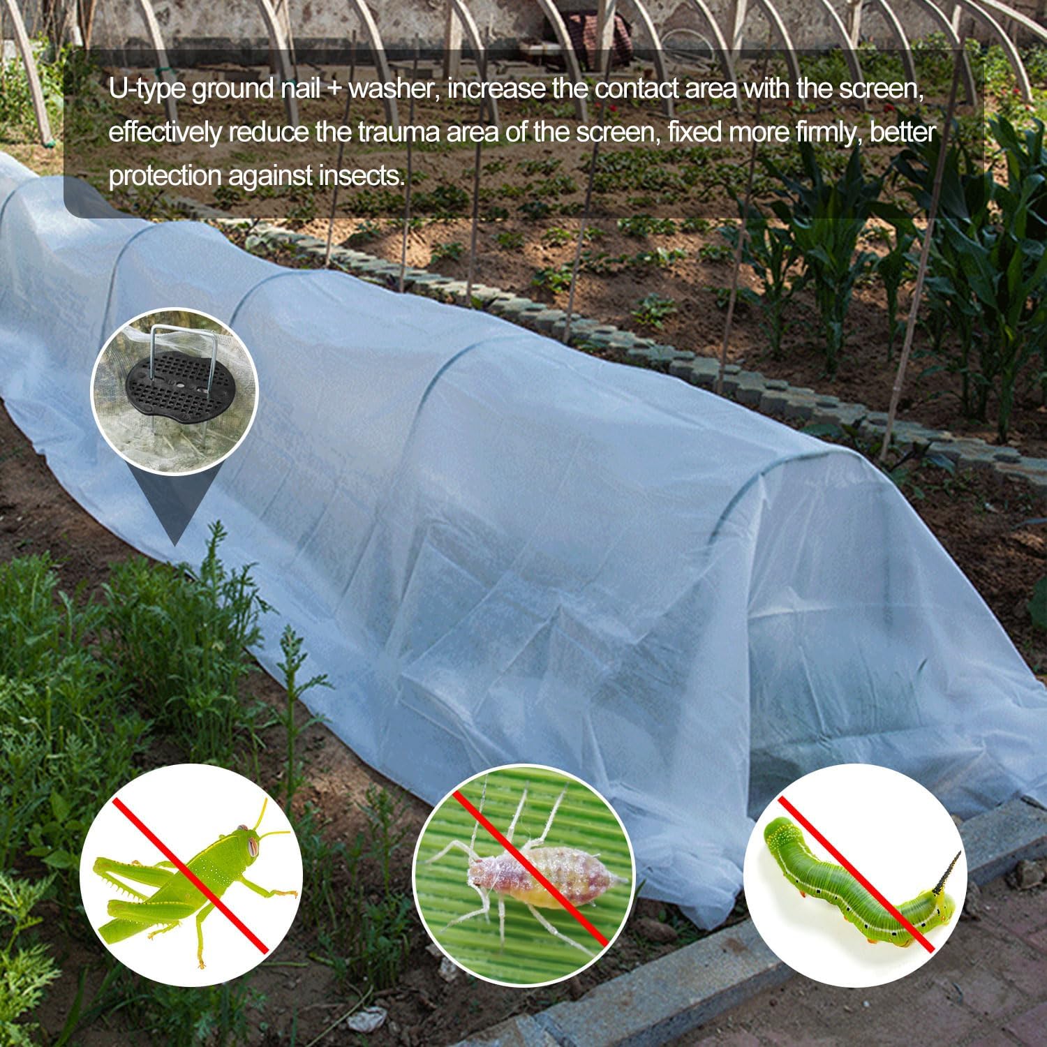 Thumbnail 3 de Homvvi 6 Pack Greenhouse Plant Hoops with Garden Netting — Rust-free 3x6m Grow Tunnel Kit