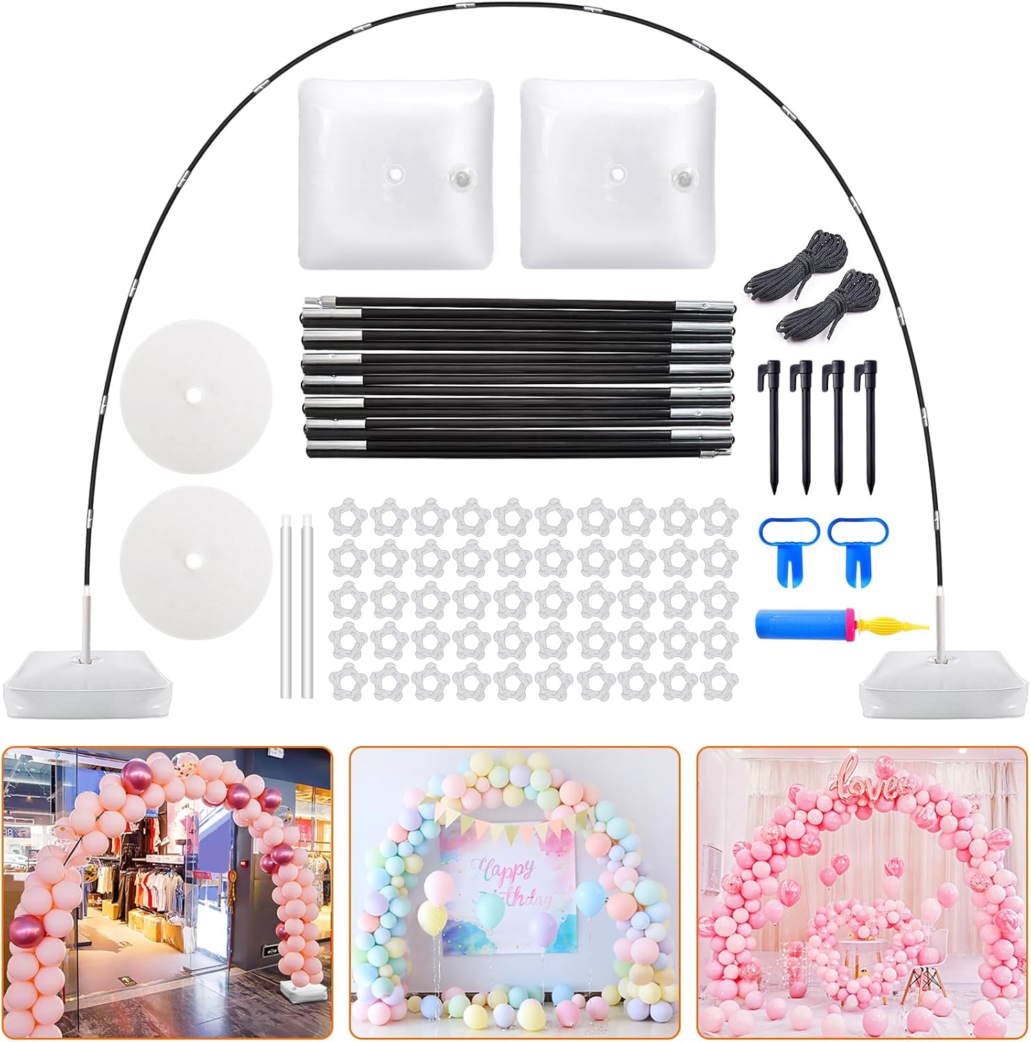 Detalle de Chamvis Balloon Arch Kit (9FT Height, 10FT Width) Adjustable Stand Frame for Weddings, Showers & Parties