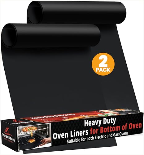 ThreadNanny Oven Liners for Bottom of Oven – Thick 17” x 25” (2 Pack), Non-Stick Reusable Mats