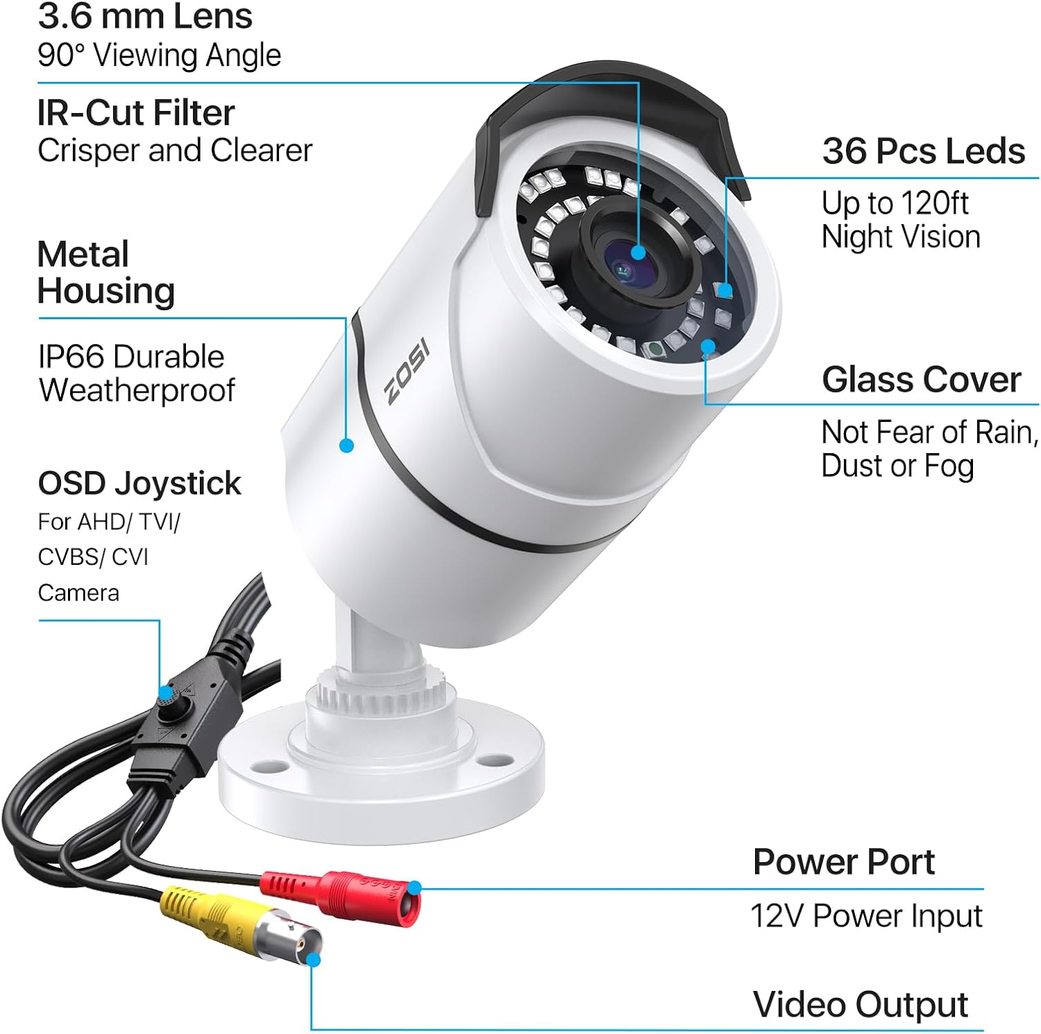 Thumbnail 6 de ZOSI 1080p Security Bullet Camera 120ft IR