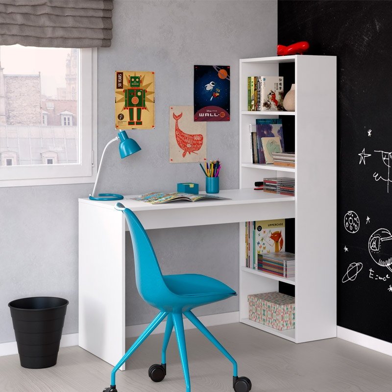 Thumbnail 1 de Habitdesign Duplo mesa de escritorio con estantería blanco artik