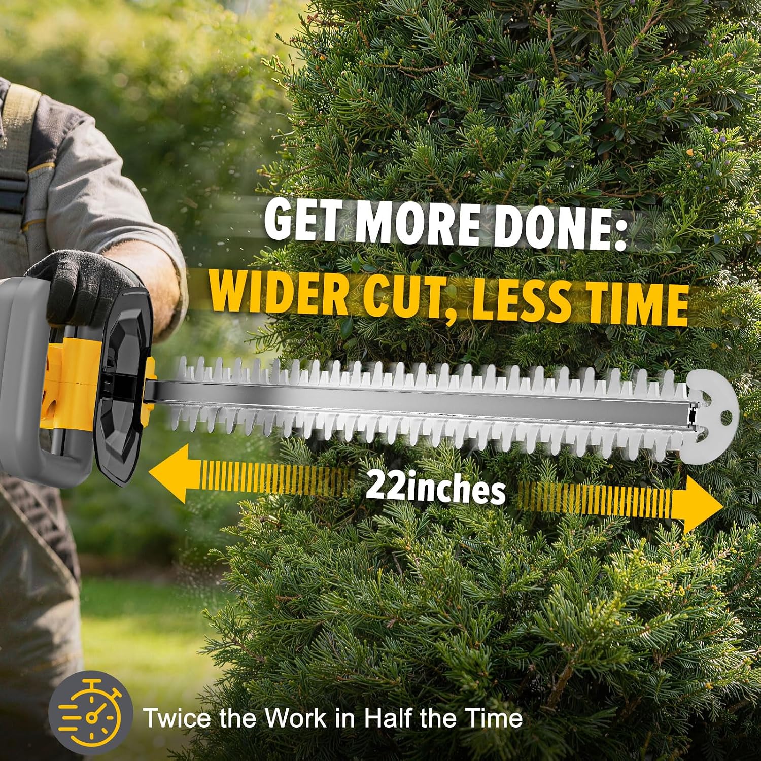 Detalle de ThagBrco LLJ01 Cordless Hedge Trimmer, 22-Inch Dual-Action Blade, Brushless Motor