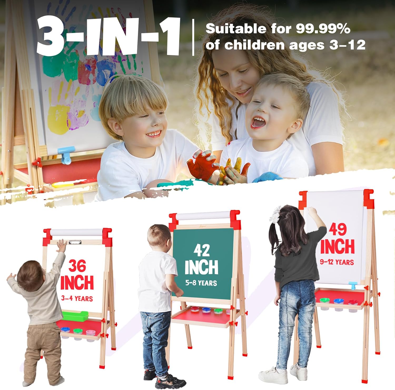 Thumbnail 1 de JOYOOSS Kids Wooden Easel 38–51" 📷