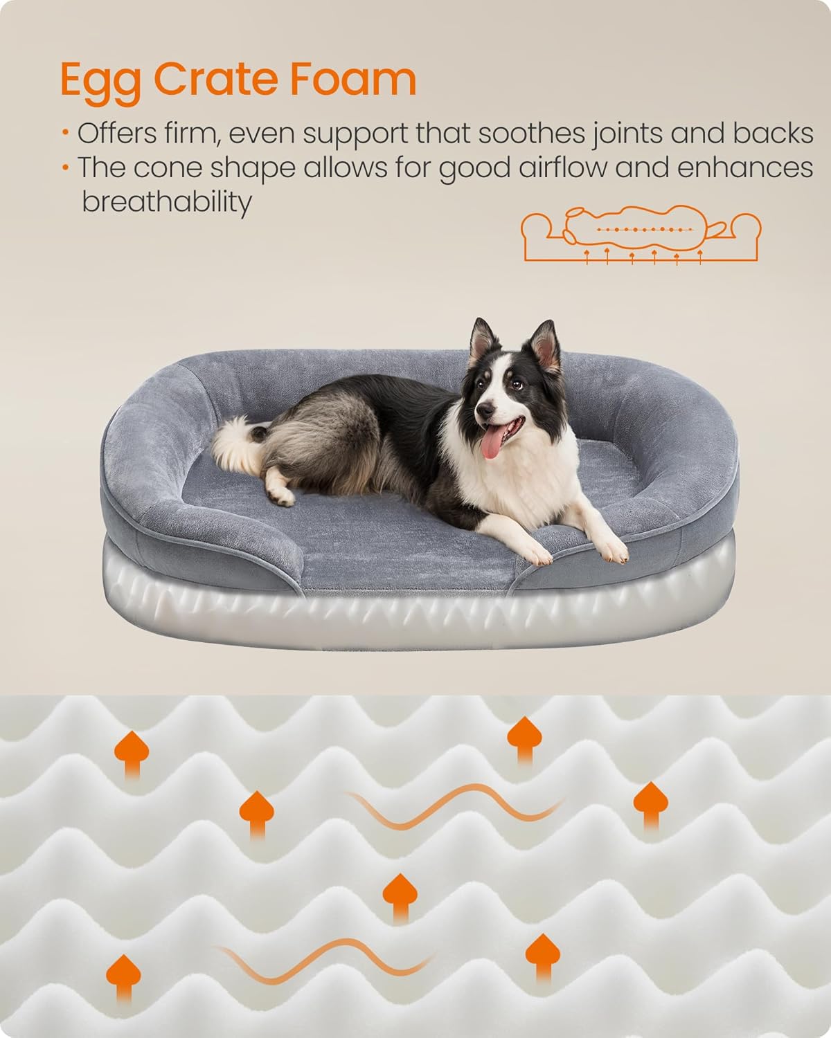 Detalle de Feandrea PGW282G01 orthopaedic dog bed 91x68x18cm