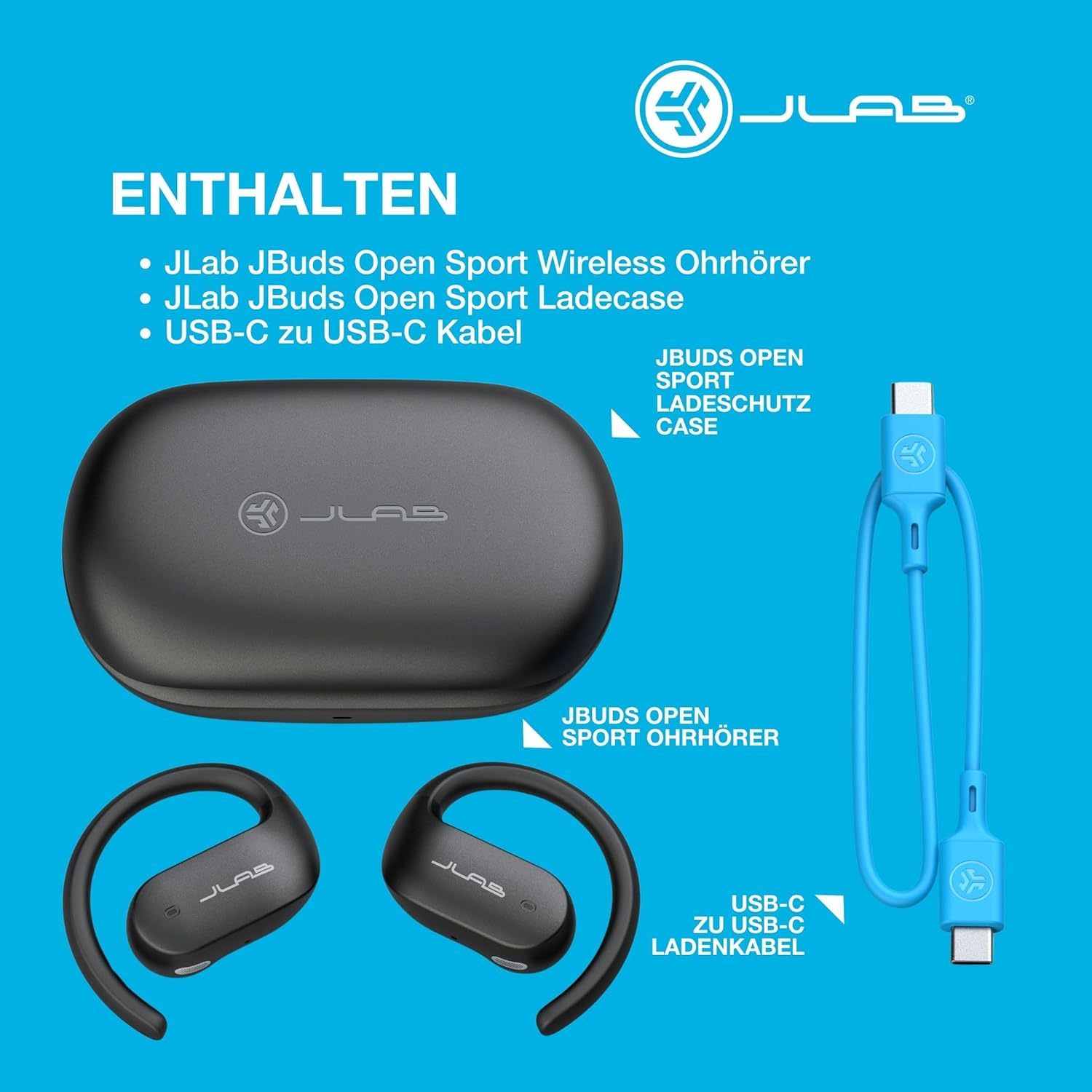 Thumbnail 5 de JLab JBuds Open Sport: kabellose Open-Ear-Sportkopfhörer mit Ohrbügeln, Bluetooth & IP55