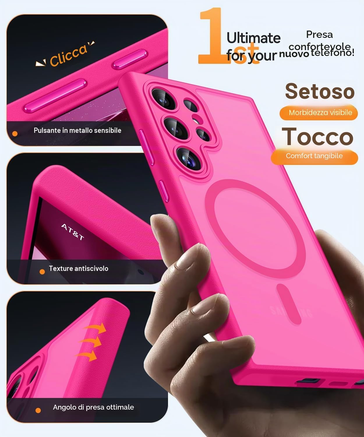 Thumbnail 6 de CANSHN Magnetica Cover per Samsung Galaxy S24 Ultra (6.8 Pollici) – Protezione fotocamera a tutto schermo, trasparente opaca e antiurto