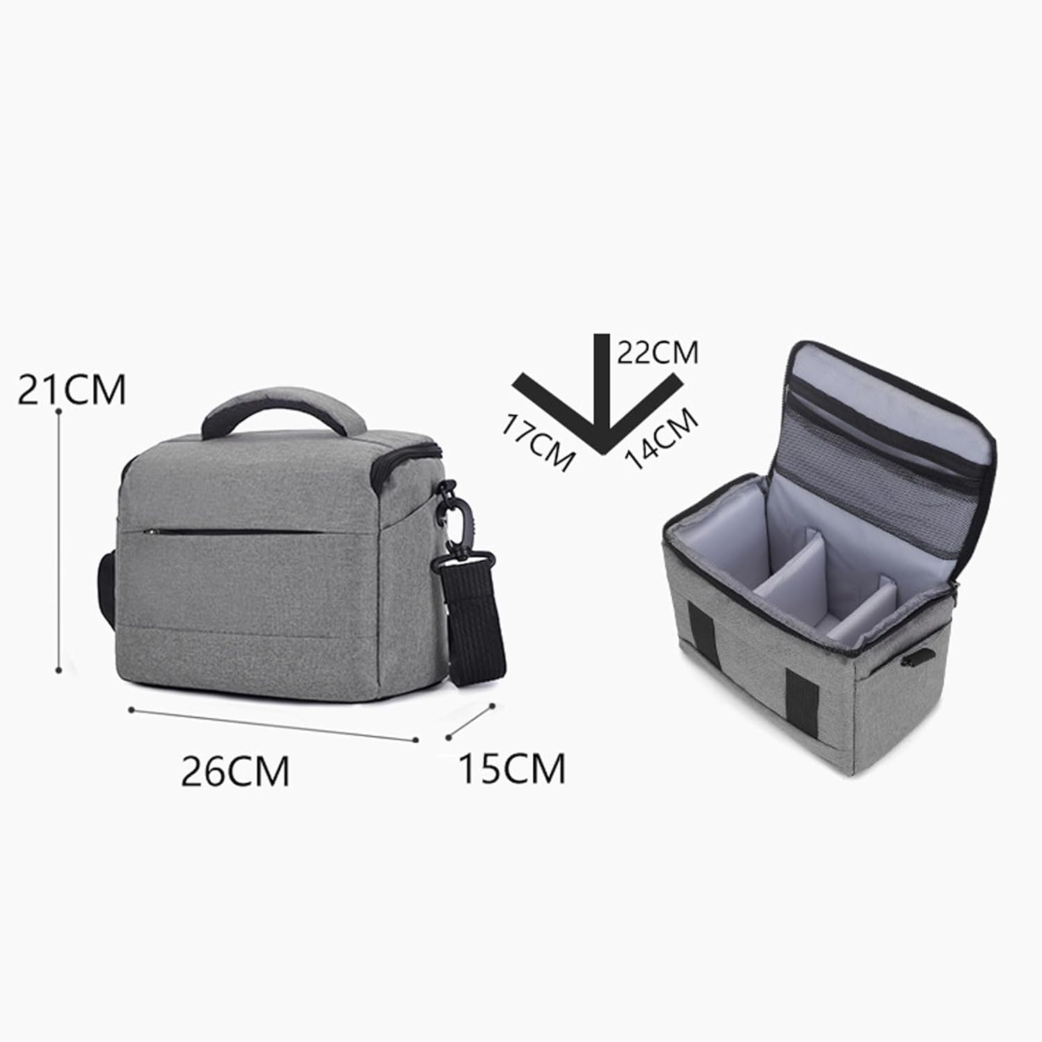 Thumbnail 3 de Lxweimi SLR Camera Bag (Large Capacity) – Grey, shockproof single-shoulder case for DSLR, mirrorless & lenses