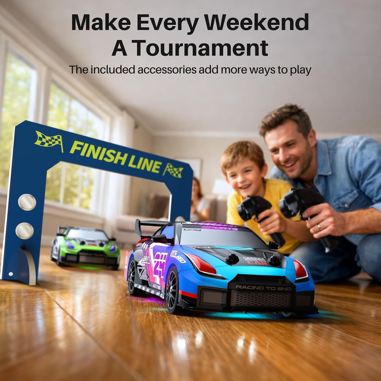 Detalle de Geyiie G1 1:24 RC Drift Cars, 2-Pack with 4WD and Grip Tires