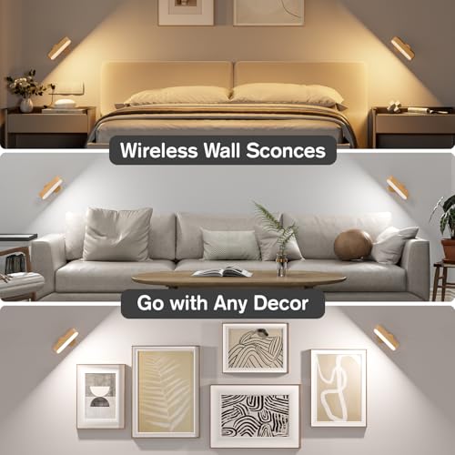 Detalle de Hensam Applique Murale Intérieure LED Sans Fil Rechargeable – 5000 mAh, 5 températures et rotation 360°