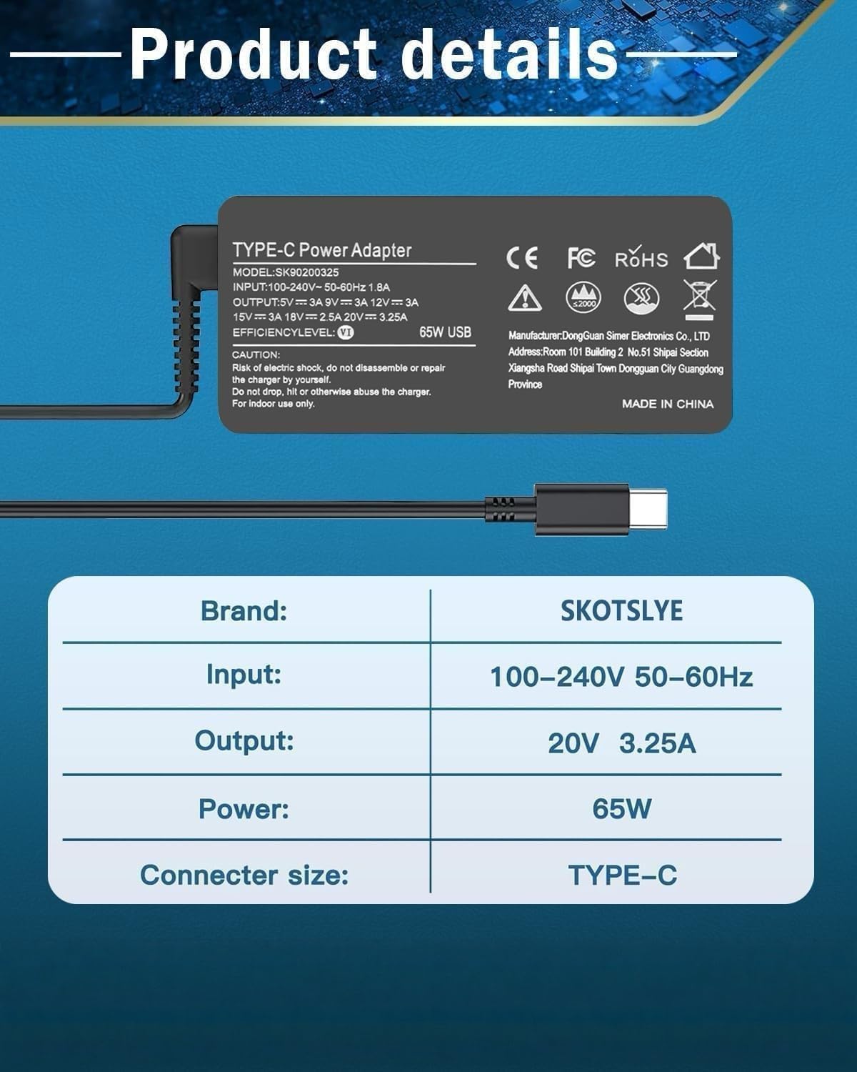 Thumbnail 2 de SKOTSLYE 65W USB-C Laptop Charger