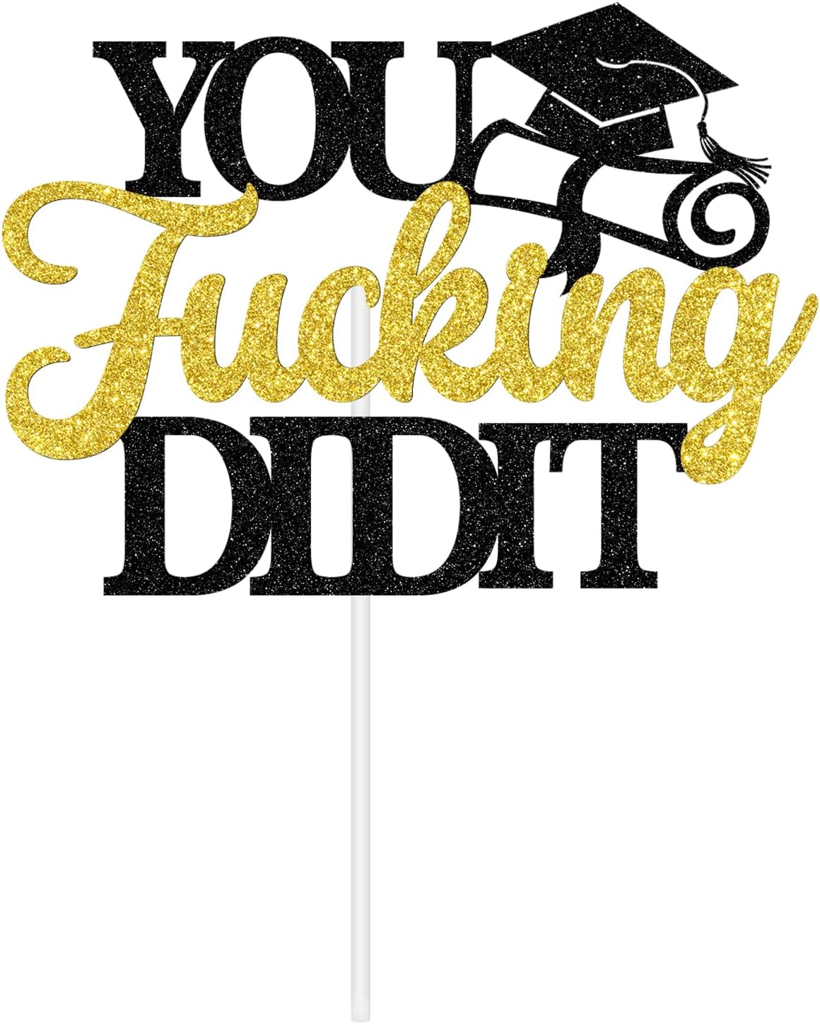 Thumbnail 6 de Jenrtvis You Did It Graduation Cake Topper, Gold Glitter Class of 2026