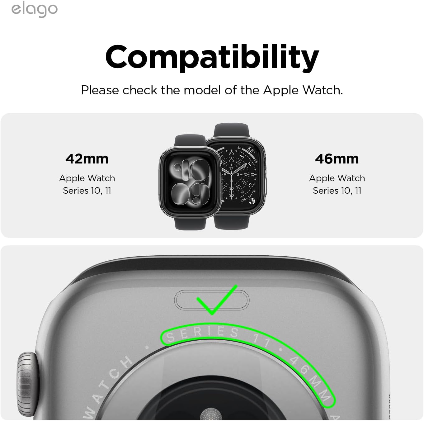 Detalle de elago Cover Duo compatibile con Apple Watch 11/10 da 42 mm – protezione completa con cover intercambiabile