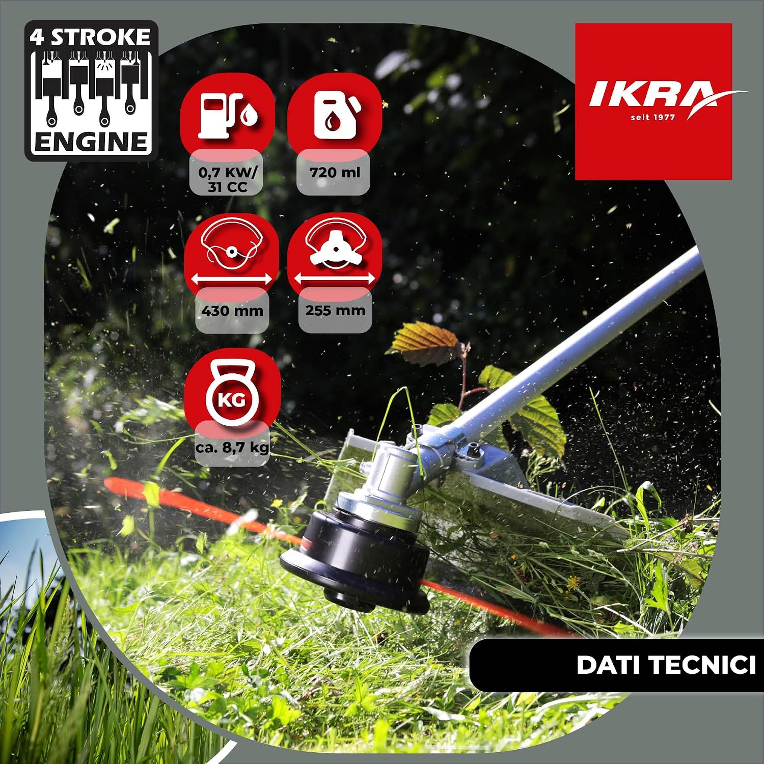 Detalle de IKRA IBF 31-4 decespugliatore a benzina 4 tempi con avviamento Easy Start, 31 cm³