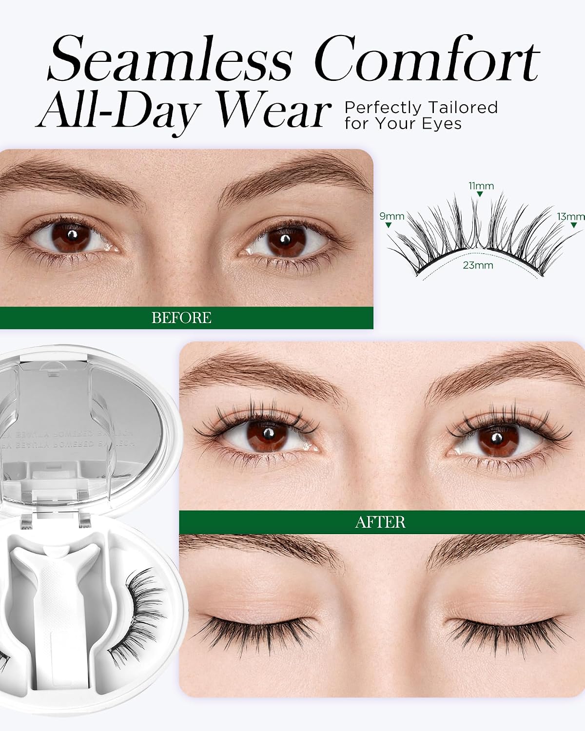 Detalle de BEYELIAN Magnetic Eyelashes with Applicator (YT25) — reusable, no-glue soft magnetic lashes
