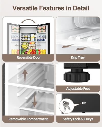 Detalle de WELLENT 90L Under Counter Fridge with Reversible Door and 8L Chiller Box