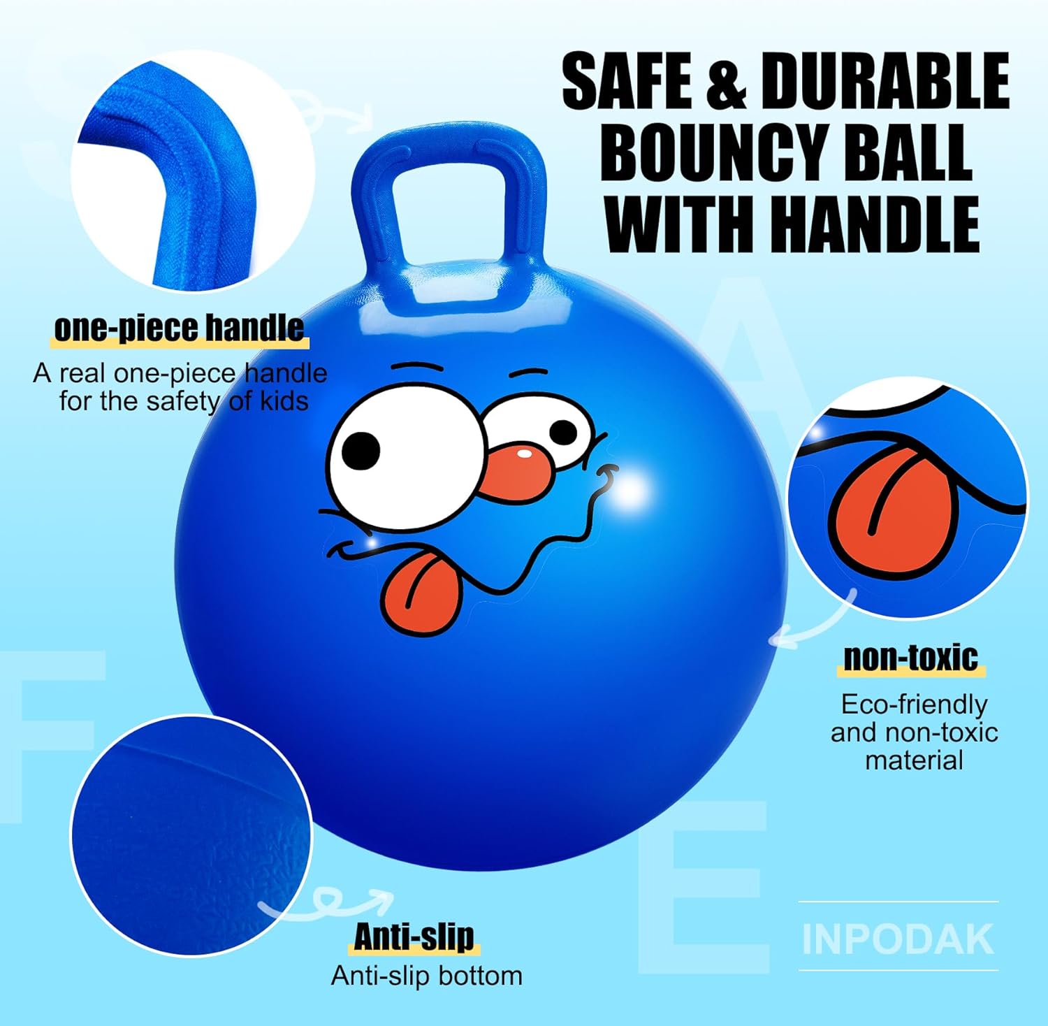 Detalle de INPODAK Space Hopper 18-inch hopper ball with handle for kids (age 3–6)