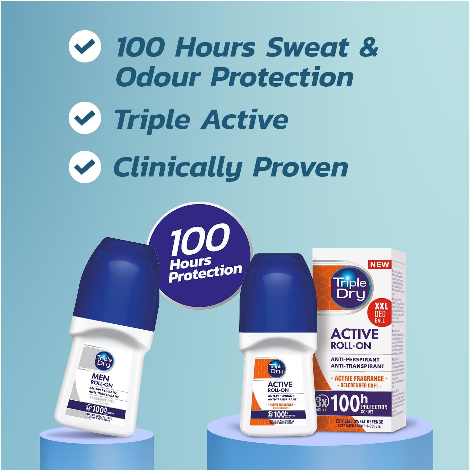 Thumbnail 2 de Triple Dry Men Fragrance-Free Anti-Perspirant Roll On 50ml – 100-Hour Protection