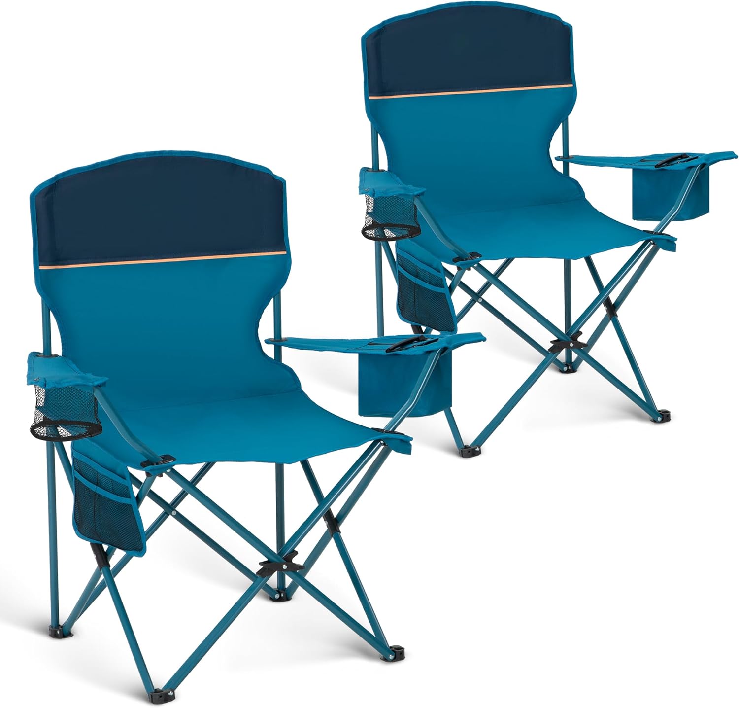 Detalle de HIGH POINT SPORTS faltbarer Campingstuhl im 2er-Set bis 102 kg mit Getränkehaltern