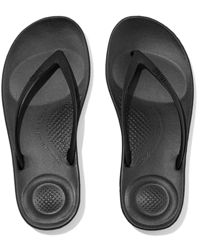 Detalle de FitFlop Women's iQushion Ergonomic Flip Flops – All Black, UK 7
