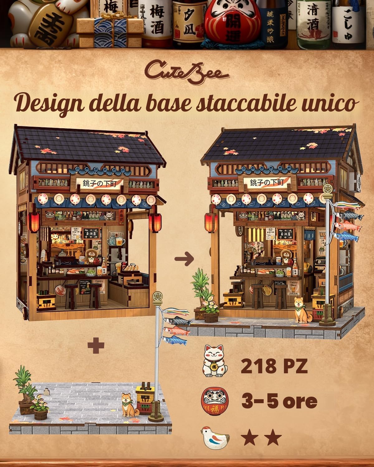 Thumbnail 4 de CUTEBEE Kit Book Nook per Adulti – Miniatura Izakaya Giapponese in Legno, Puzzle 3D