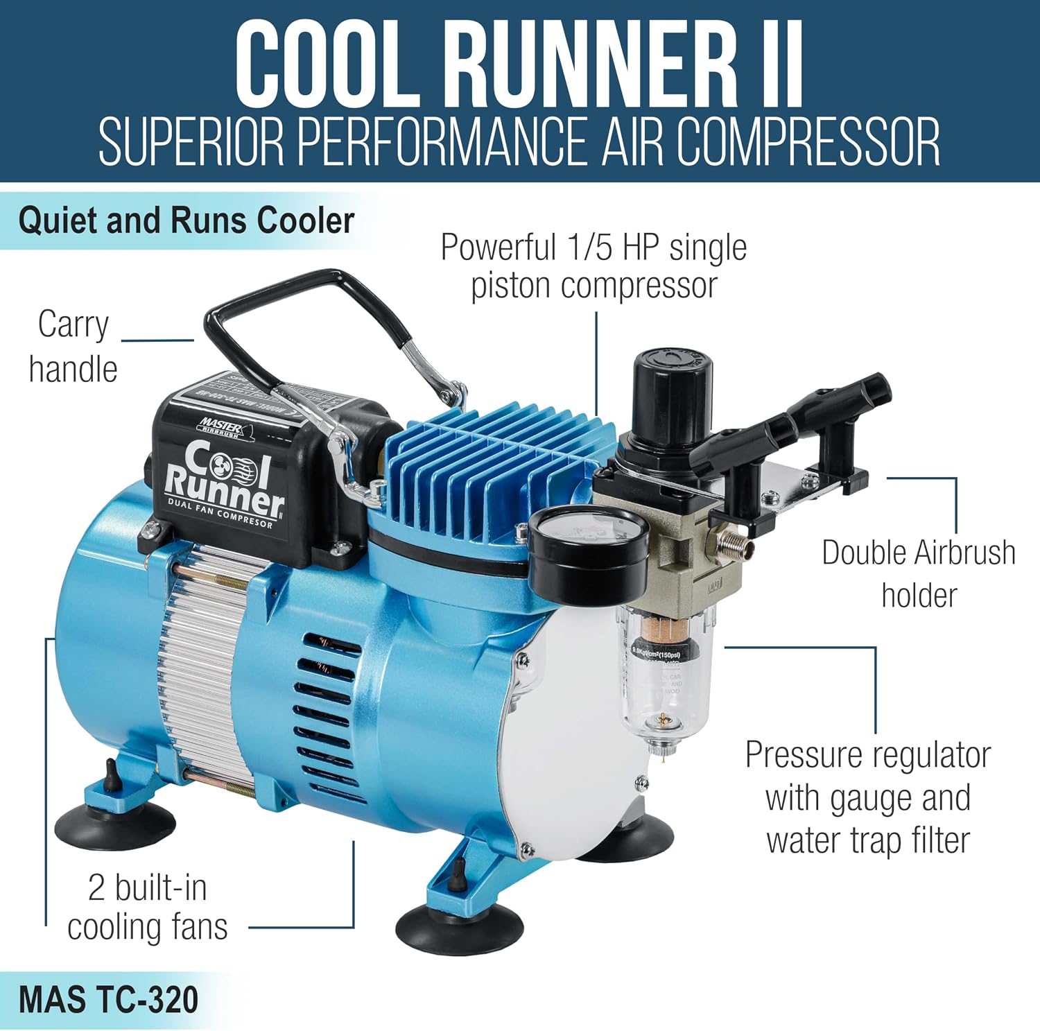 Thumbnail 3 de Master Airbrush Airbrush Kit with TC-320 Compressor