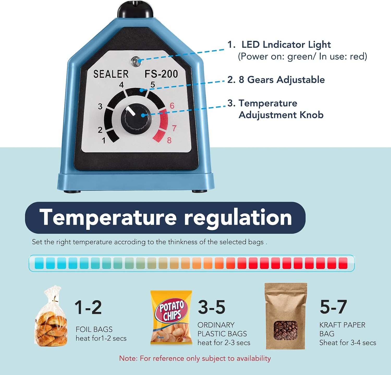 Thumbnail 2 de METRONIC Impulse Heat Sealer 8 Inch — Manual Bags Sealer for Plastic Bags