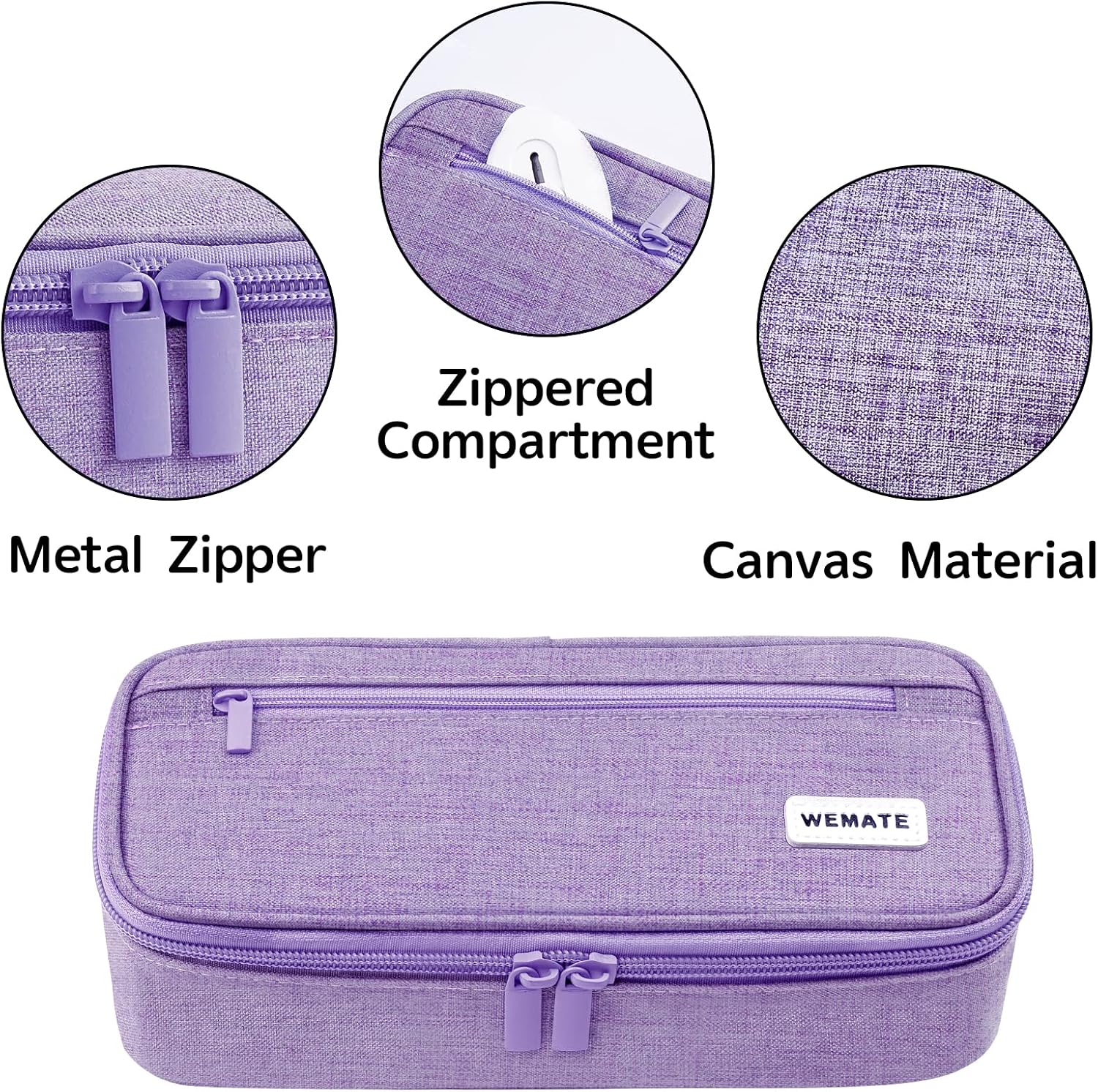 Thumbnail 2 de WEMATE Federmäppchen mit 5 Fächern (ca. 9 × 4,3 × 2,4 in) – großer Pencil-Case mit Reißverschluss