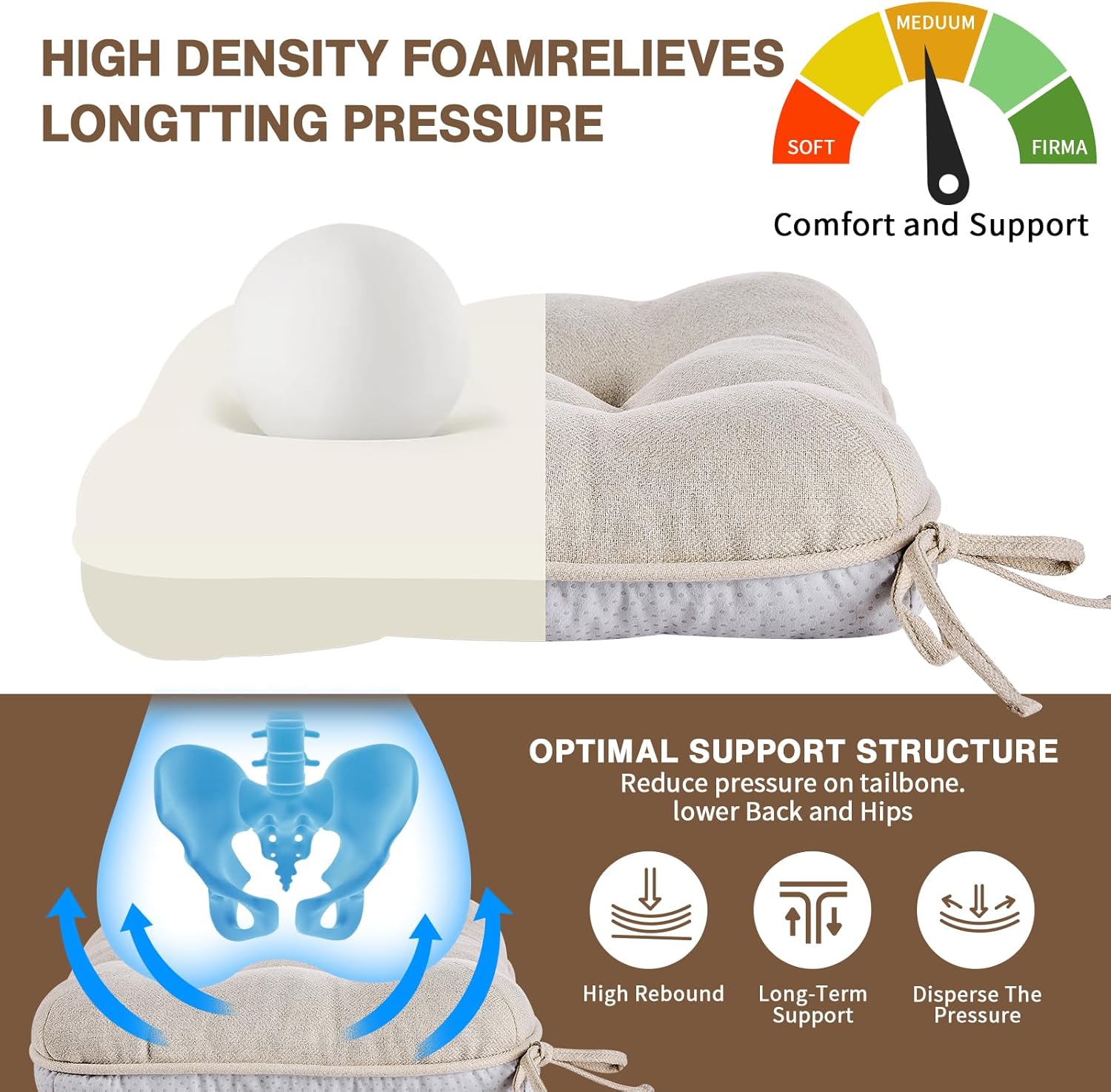 Thumbnail 6 de BETU Shredded Memory Foam Dining Chair Cushions (18"x18"x3.5")