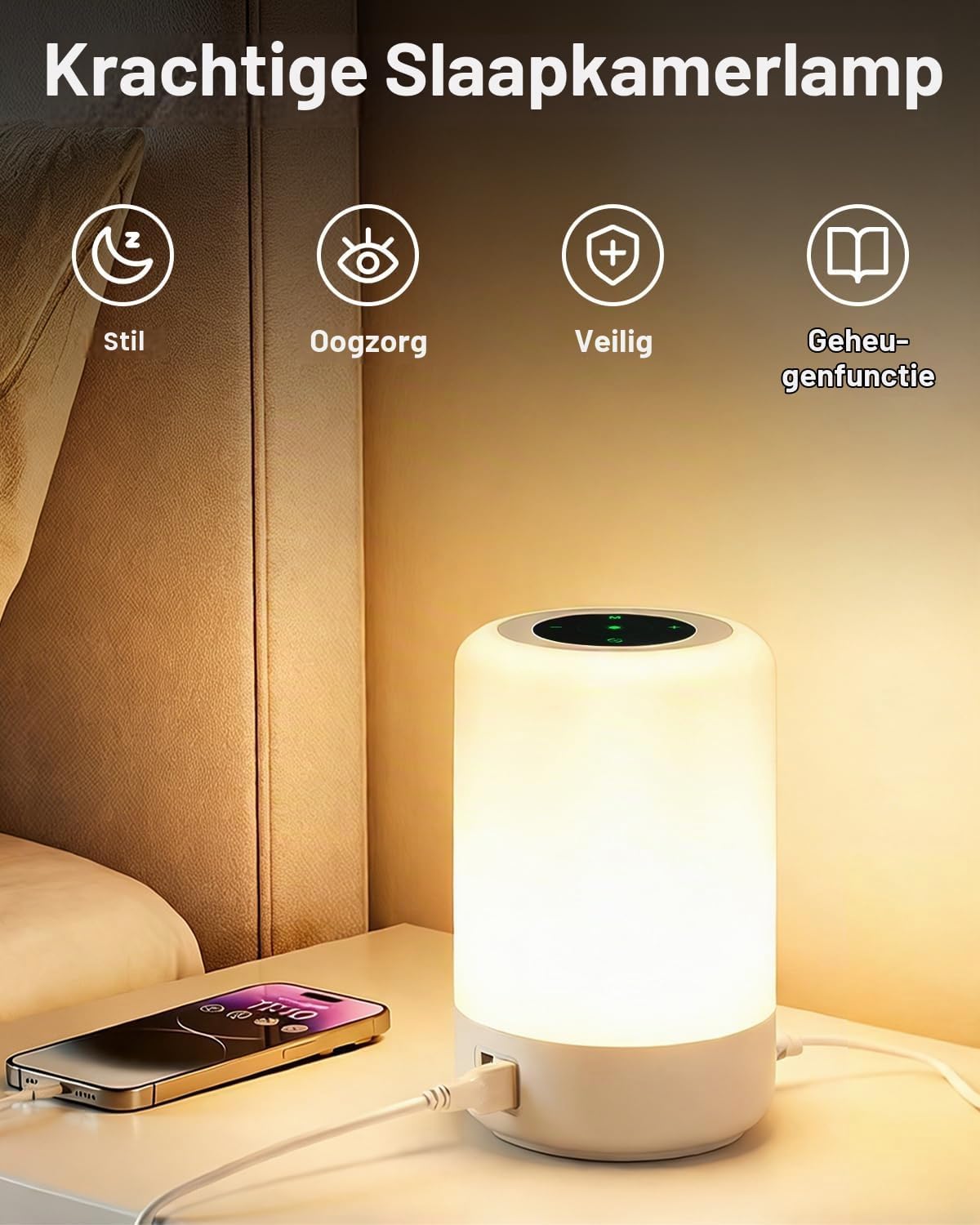 Thumbnail 5 de salipt S400 tafellamp met touchbediening, dimbaar licht en 4 USB-poorten