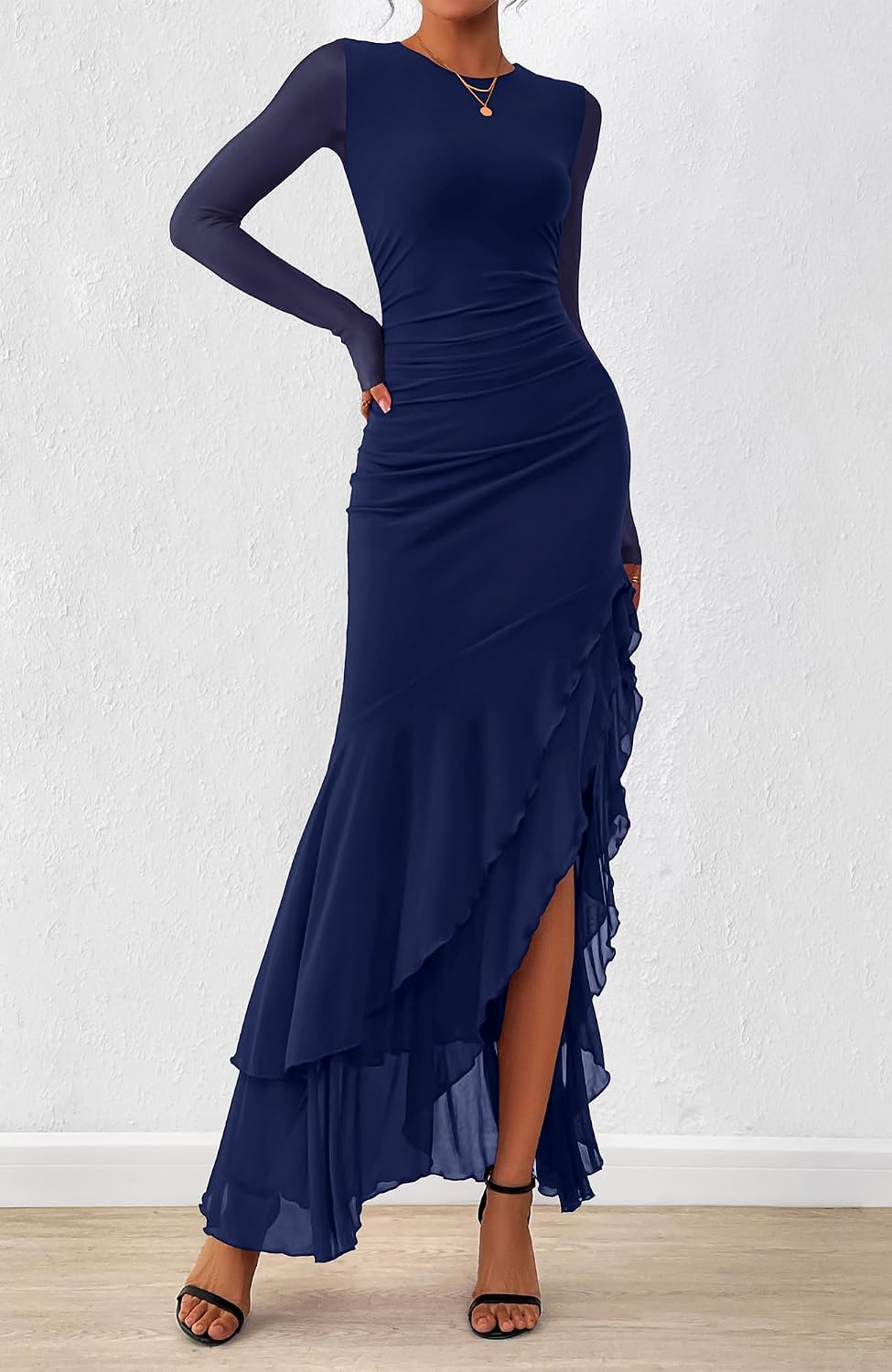 Detalle 2 de BTFBM Women's Maxi Dress ruched mermaid, Spring 2026