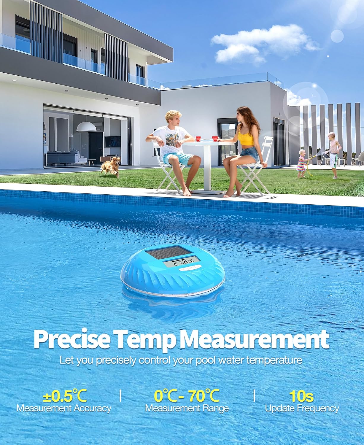 Thumbnail 5 de LuxBlue 2 en 1: Thermomètre de piscine solaire et lampe d’ambiance flottante IP68