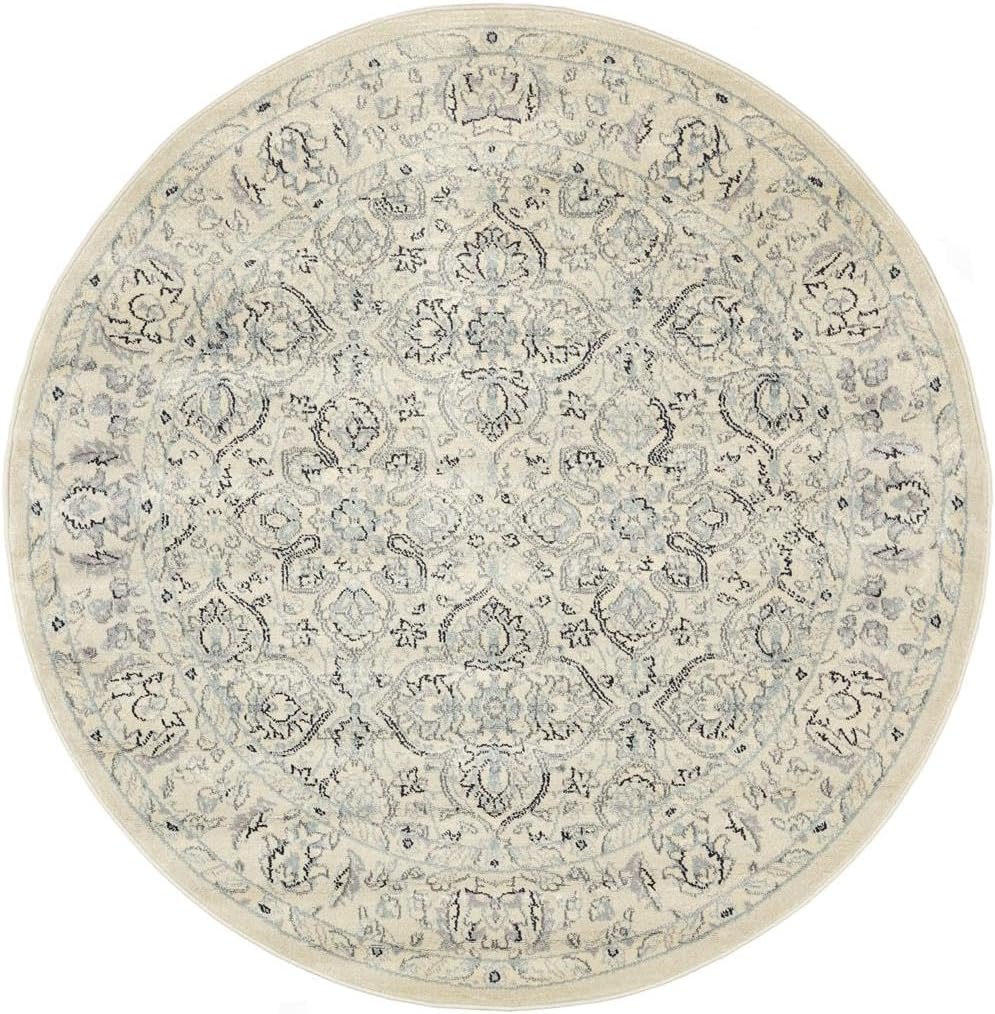 Detalle de RugVista Ziegler Greenville rond tapijt Ø 150 cm, crèmewit, beige en lichtblauw