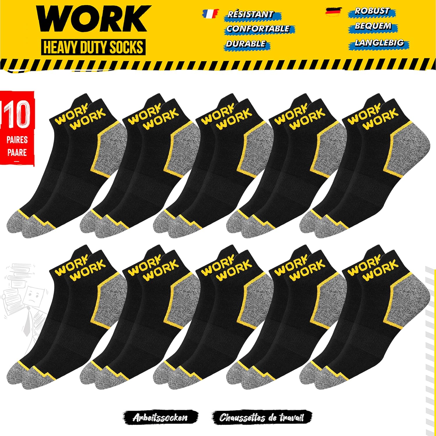 Thumbnail 3 de SOXCO 10 paia calze lavoro uomo/donna corti estive rinforzate