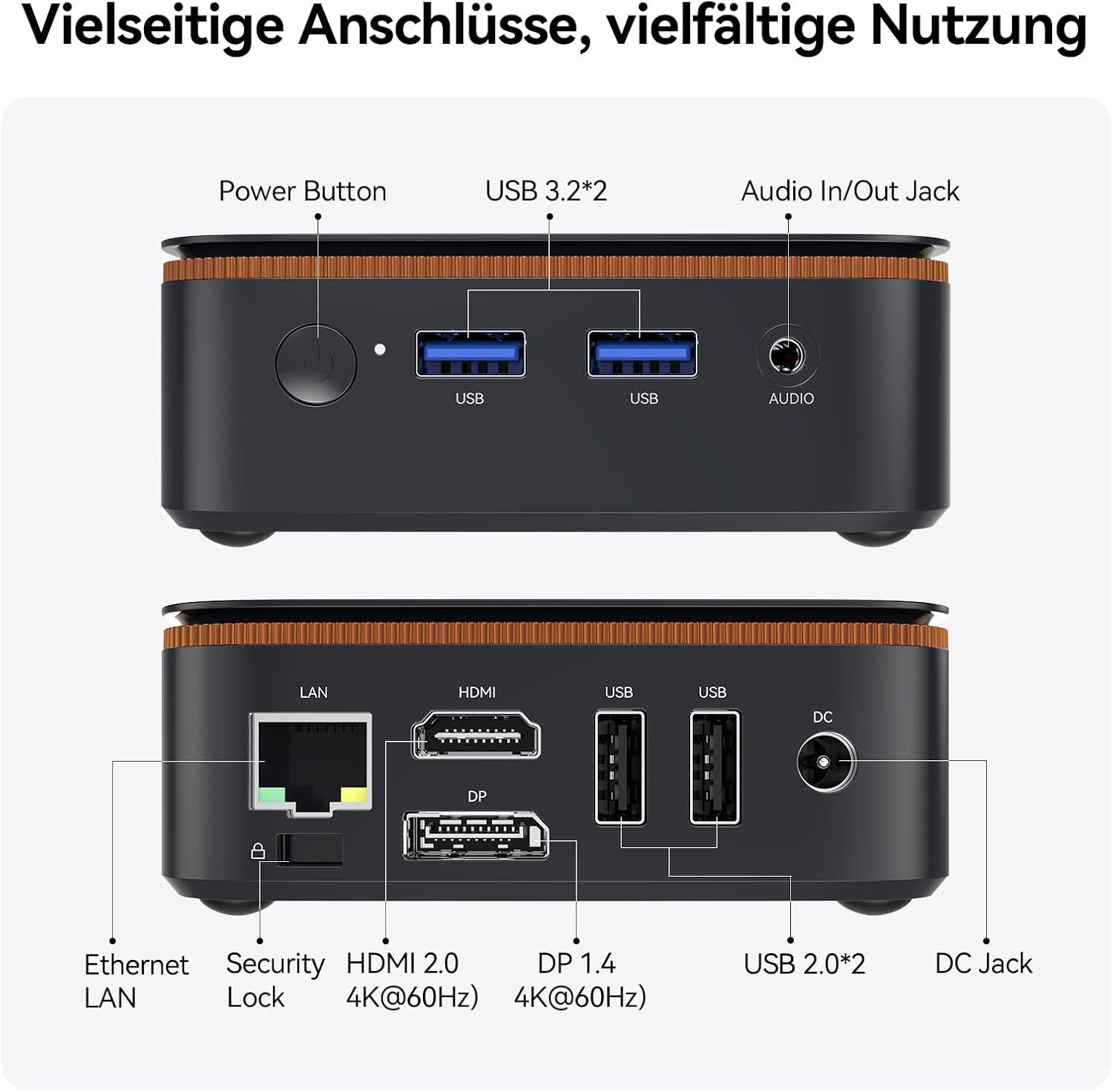 Thumbnail 4 de Huidun H50 Mini PC mit AMD Ryzen und Radeon Vega 6, 16 GB RAM, 512 GB SSD, Win 11 Pro – VESA, Dual WiFi, 4K@60Hz