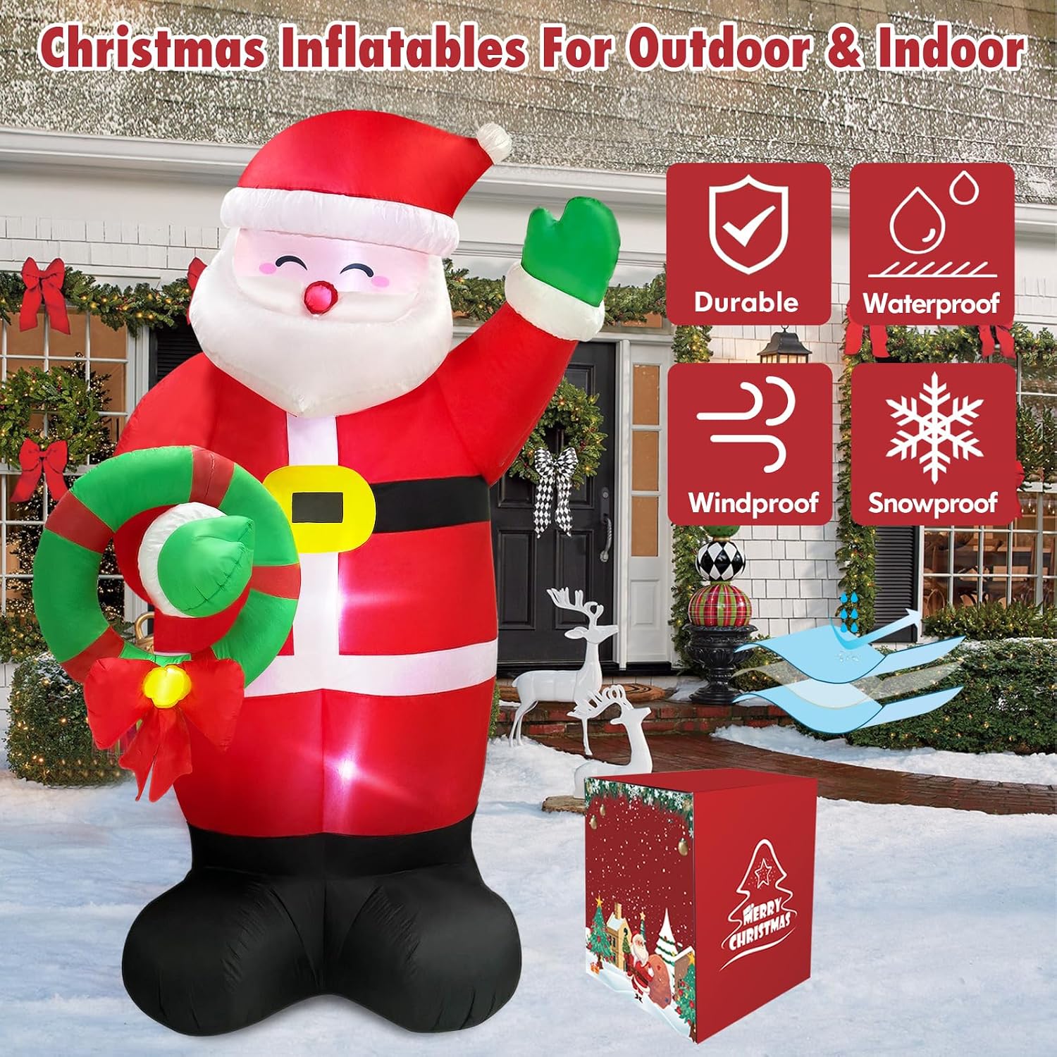 Detalle 1 de Danxilu C-Santa-006-6F Inflatable Santa, 6 ft, with White LED Lights