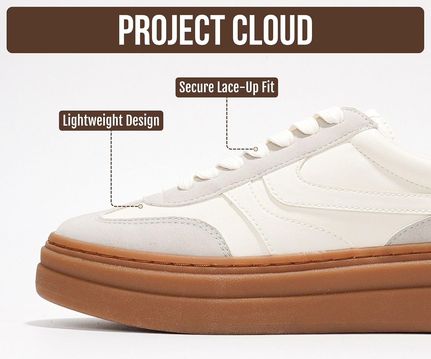Detalle de Project Cloud Platform Sneakers for Women (Volley) – Lightweight, Memory Foam Comfort with Non-Slip Sole