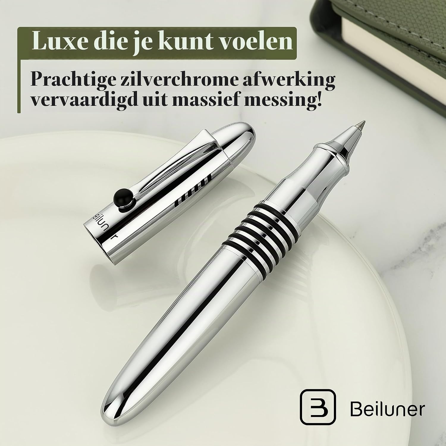 Detalle de BEILUNER 320 BL-320-CR rollerpen van messing met chroomafwerking