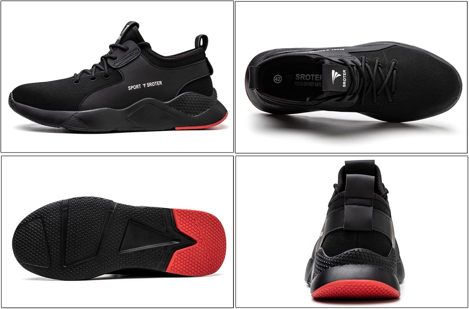 Thumbnail 1 de Black Safety Shoes Mens Safety Trainers with Steel Toe Cap and Kevlar Midsole