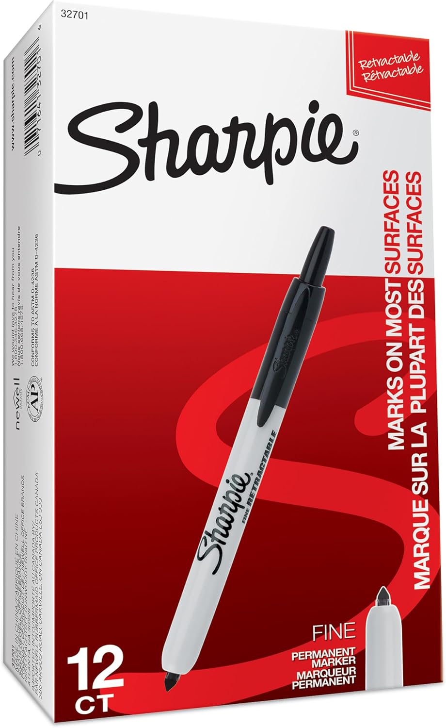 Detalle de Sharpie Retractable Fine Black Markers 12