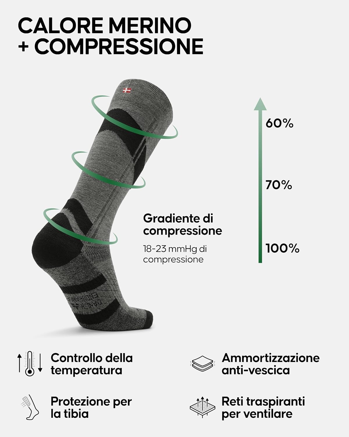 Thumbnail 1 de DANISH ENDURANCE Calze Sci Lana Merino Compressione Graduata 15-24 mmHg – Calzini termici imbottiti per uomo e donna